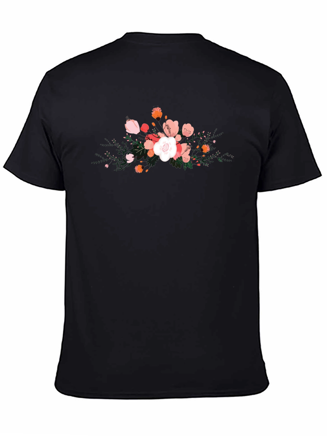 Floral Graphic Black T-Shirt for Men