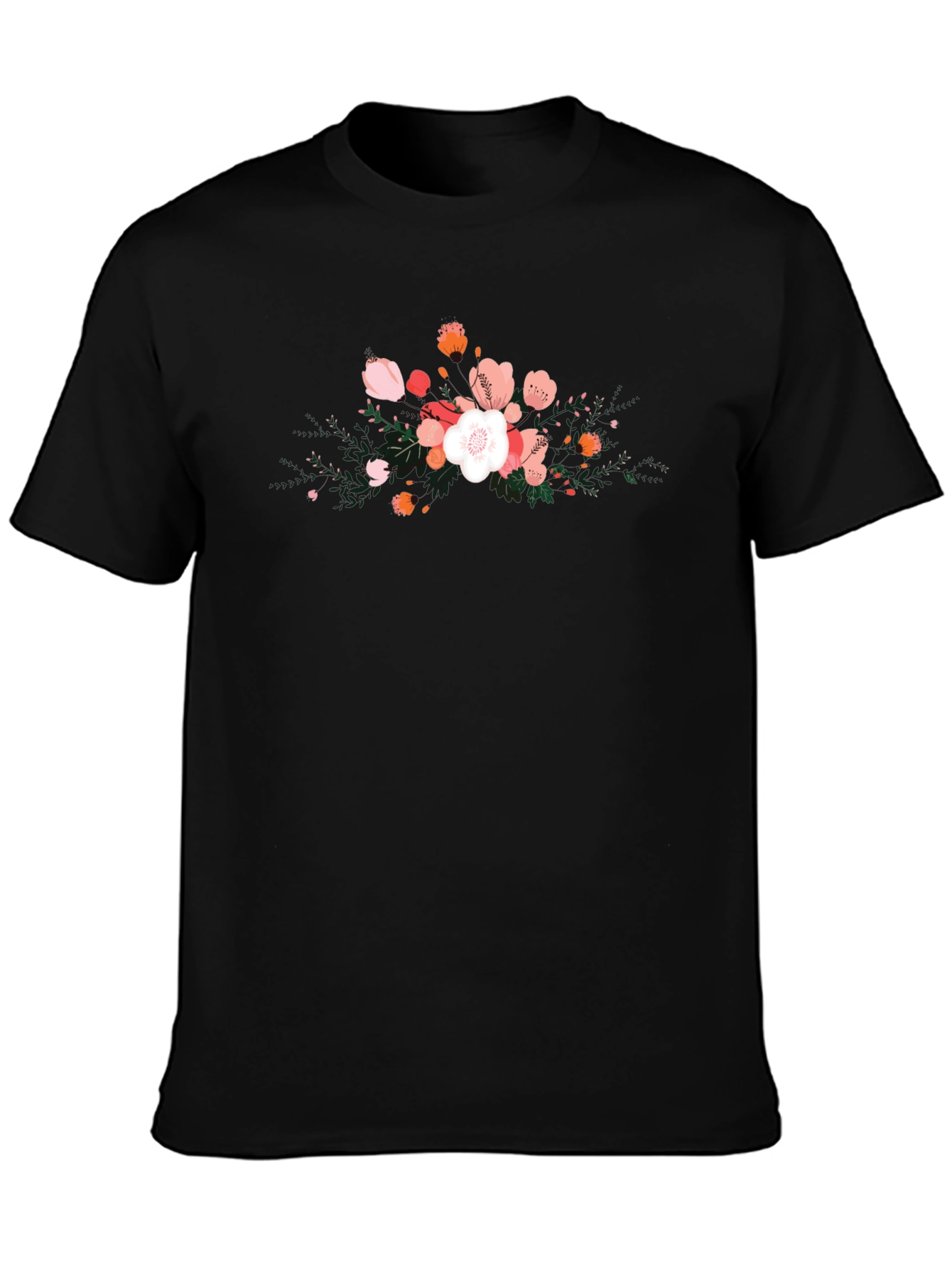 Floral Graphic Black T-Shirt for Men