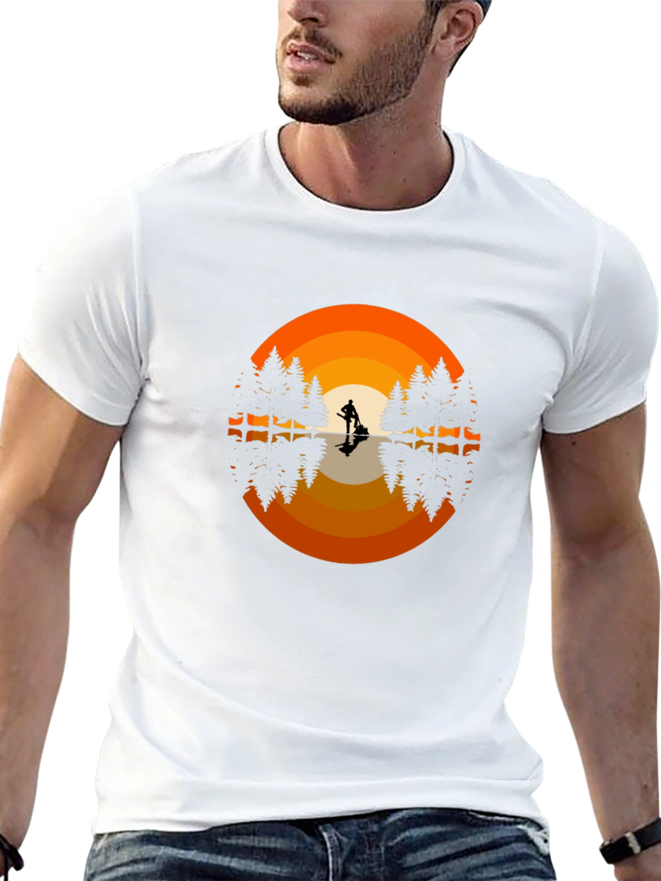 Sunset Lake Guitarist Graphic Tee - Retro Style