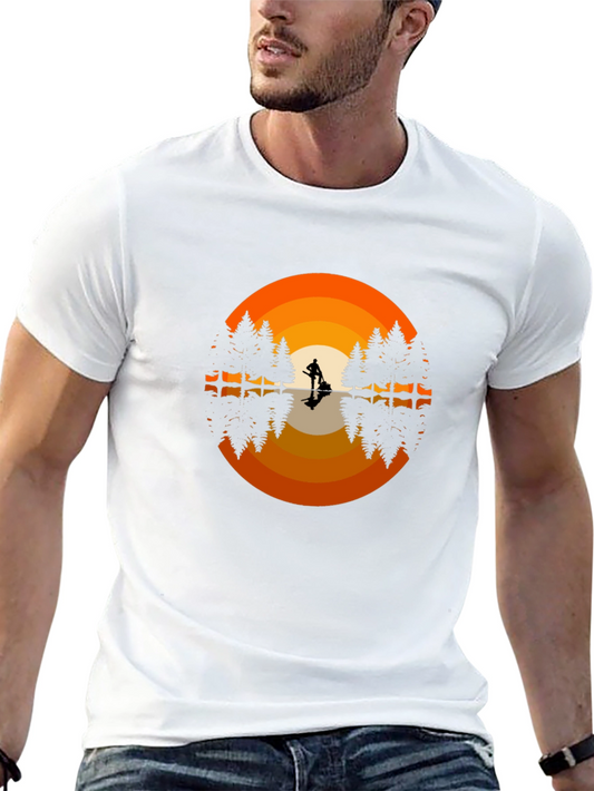 Sunset Lake Guitarist Graphic Tee - Retro Style