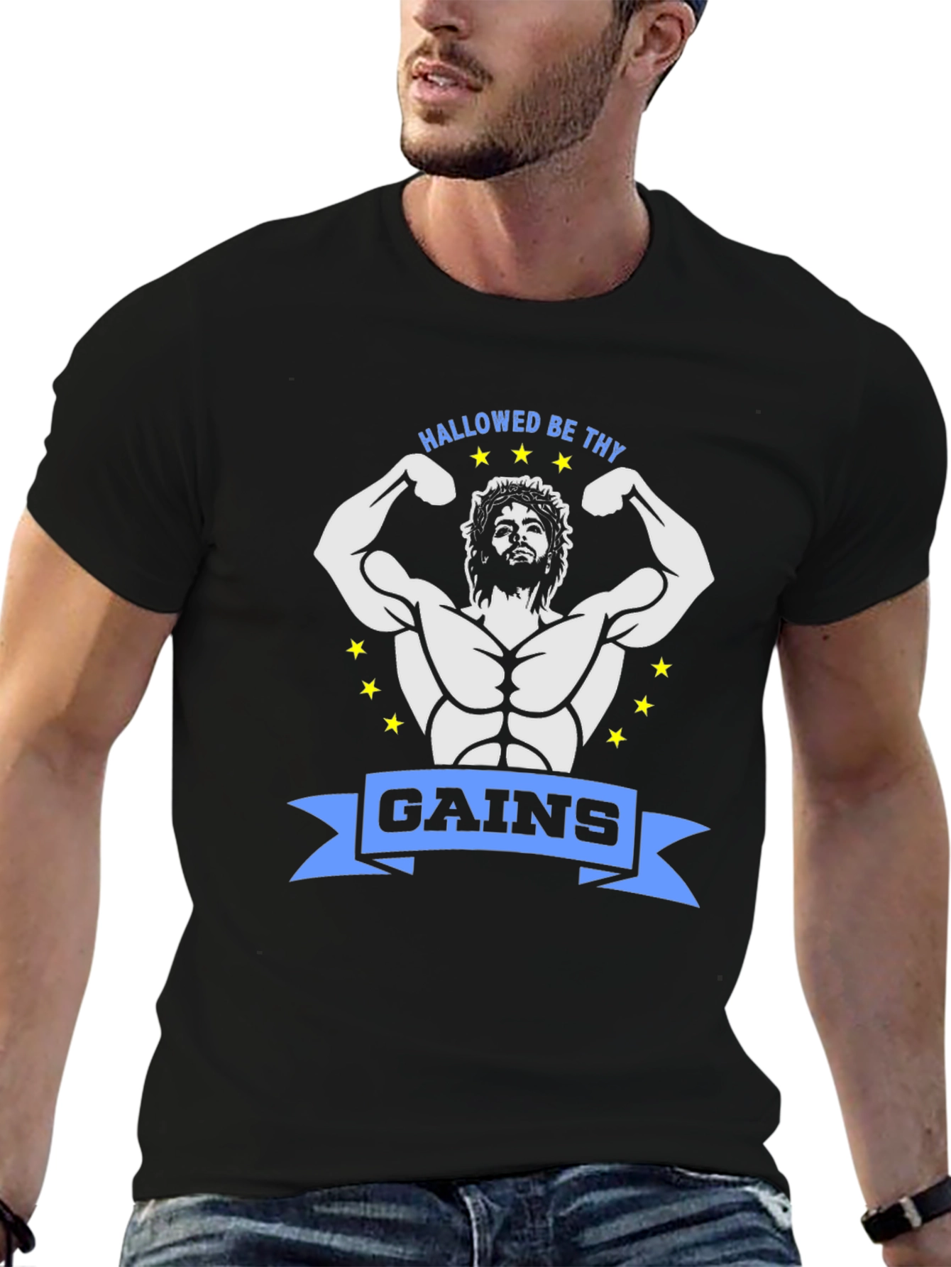 Hallowed Be Thy Gains Graphic Tee - Black