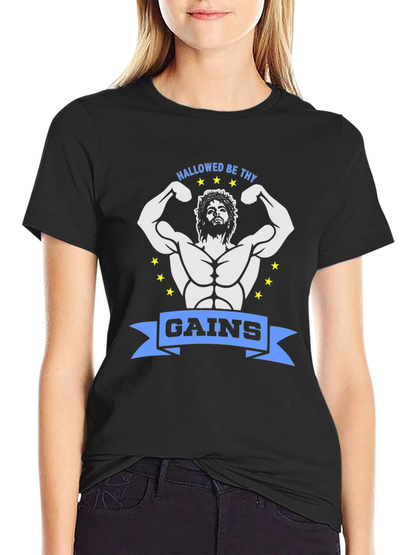 Hallowed Be Thy Gains Graphic Tee - Black