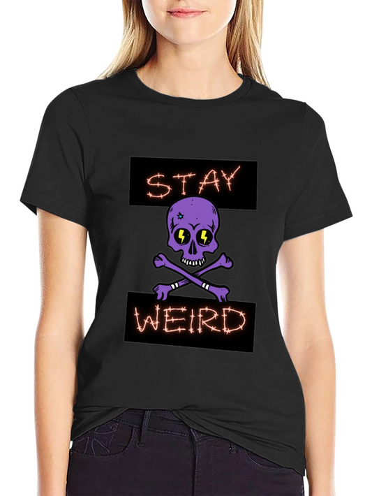 Stay Weird Skull Graphic T-Shirt - Black