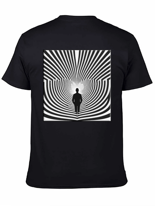 Optical Illusion Graphic Tee - Black Cotton Shirt