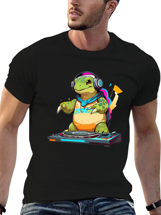 DJ Turtle Graphic Tee - Cool Animal T-Shirt