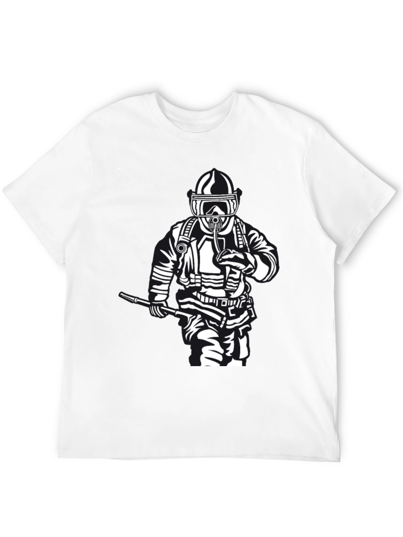 Firefighter Graphic T-Shirt - Black Crew Neck Tee