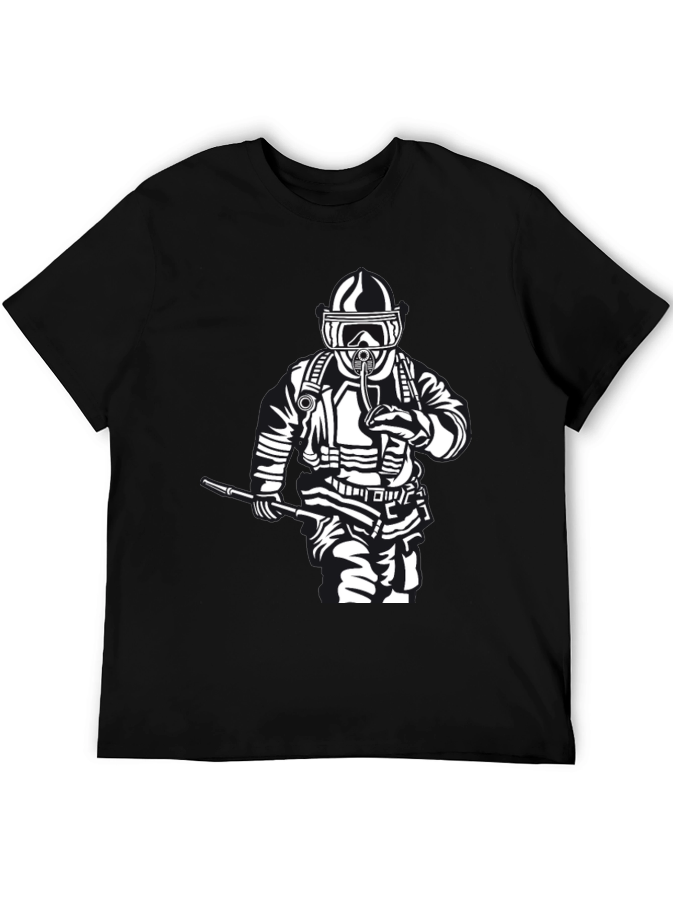Firefighter Graphic T-Shirt - Black Crew Neck Tee