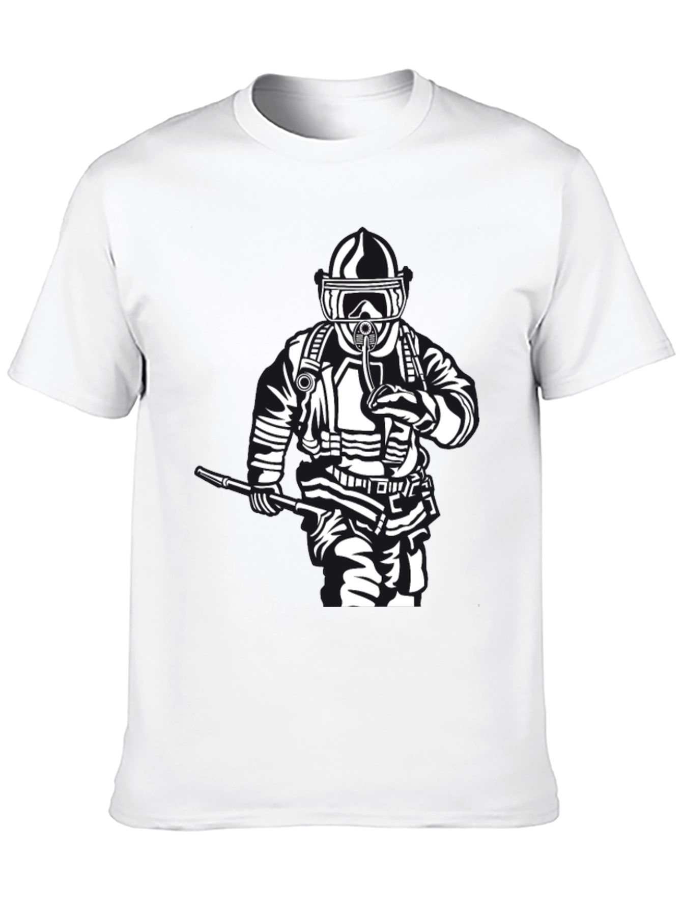 Firefighter Graphic T-Shirt - Black Crew Neck Tee