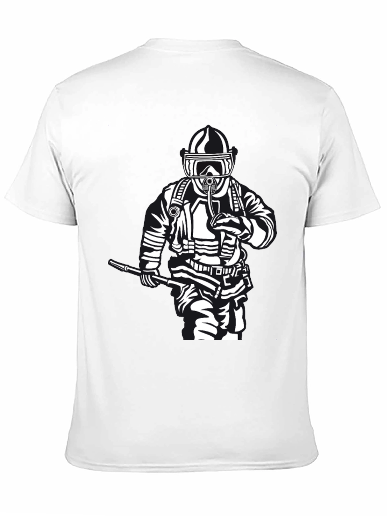 Firefighter Graphic T-Shirt - Black Crew Neck Tee