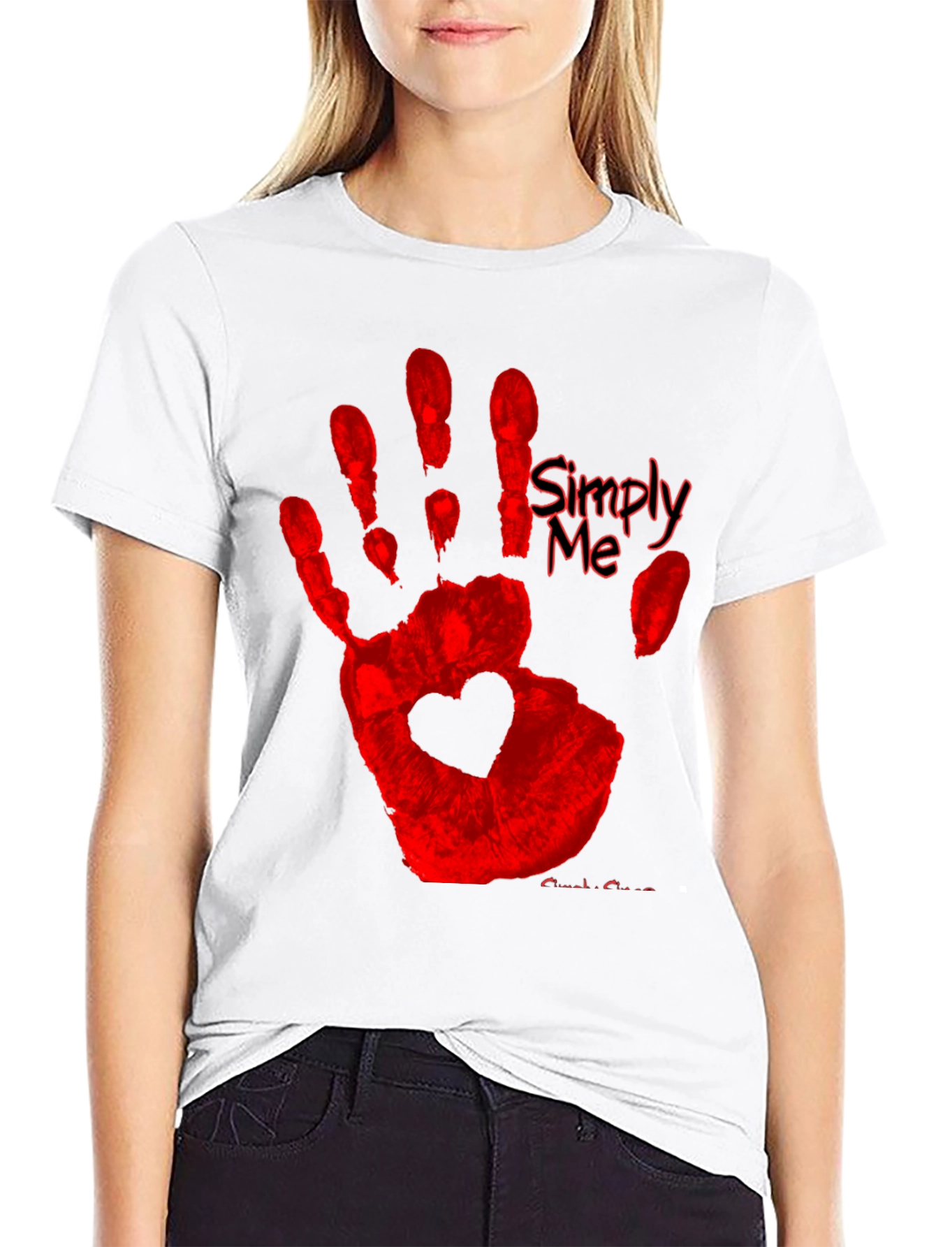 Simply Me Heart Hand T-Shirt - Black