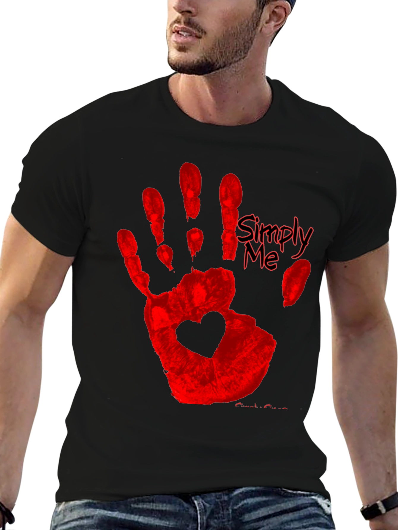 Simply Me Heart Hand T-Shirt - Black