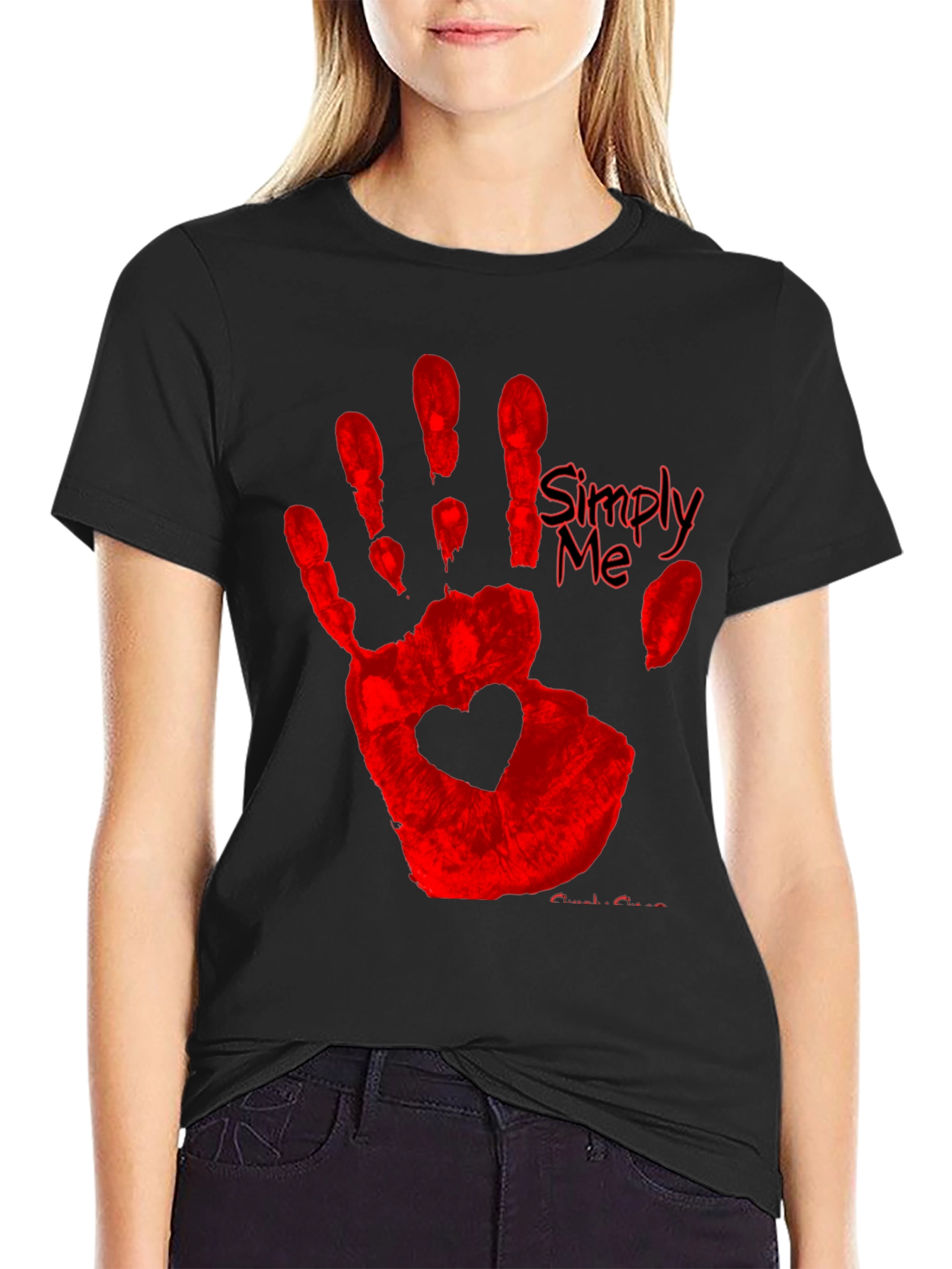 Simply Me Heart Hand T-Shirt - Black
