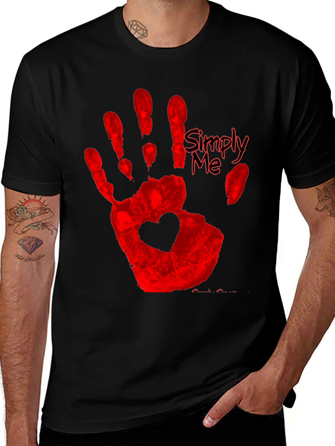 Simply Me Heart Hand T-Shirt - Black