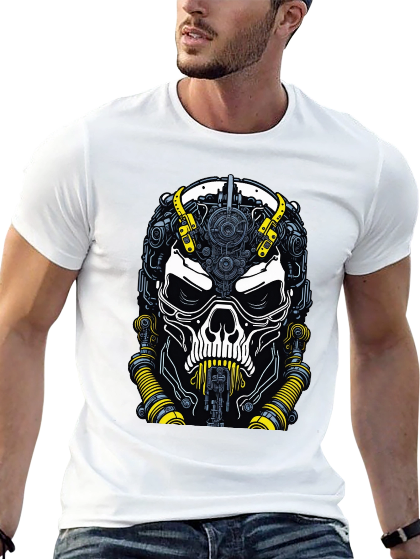 Cyberpunk Skull T-Shirt - Mens Black Graphic Tee