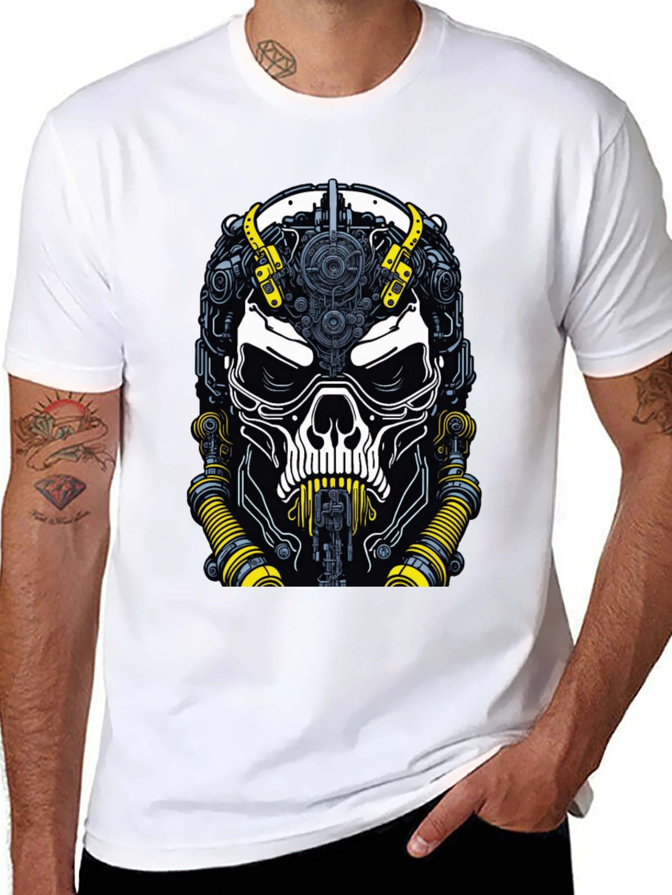 Cyberpunk Skull T-Shirt - Mens Black Graphic Tee