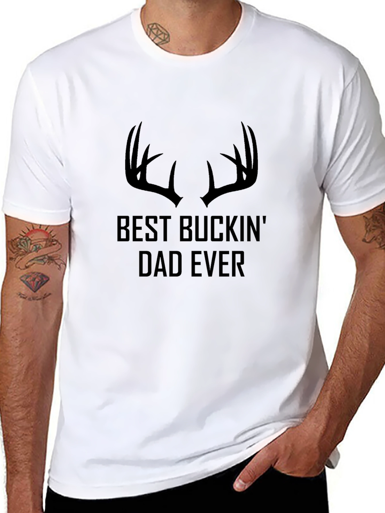 Best Buckin Dad Ever Black Graphic T-Shirt