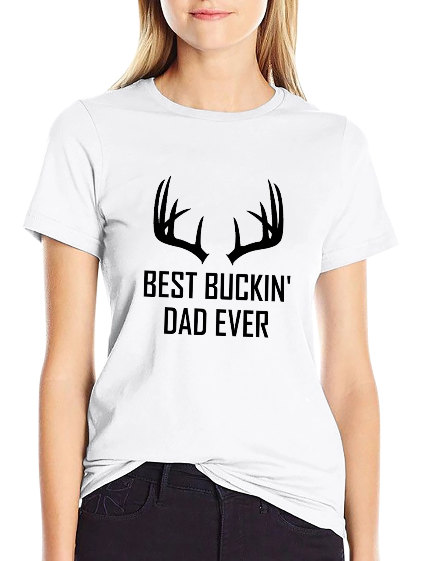 Best Buckin Dad Ever Black Graphic T-Shirt