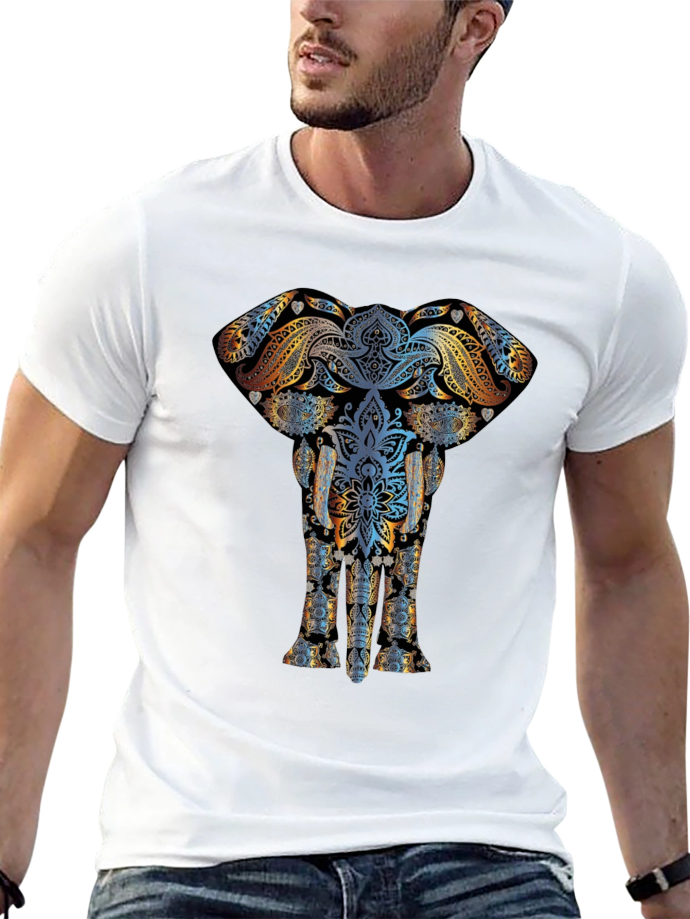 Elephant Mandala Graphic Tee - Unisex Black T-Shirt