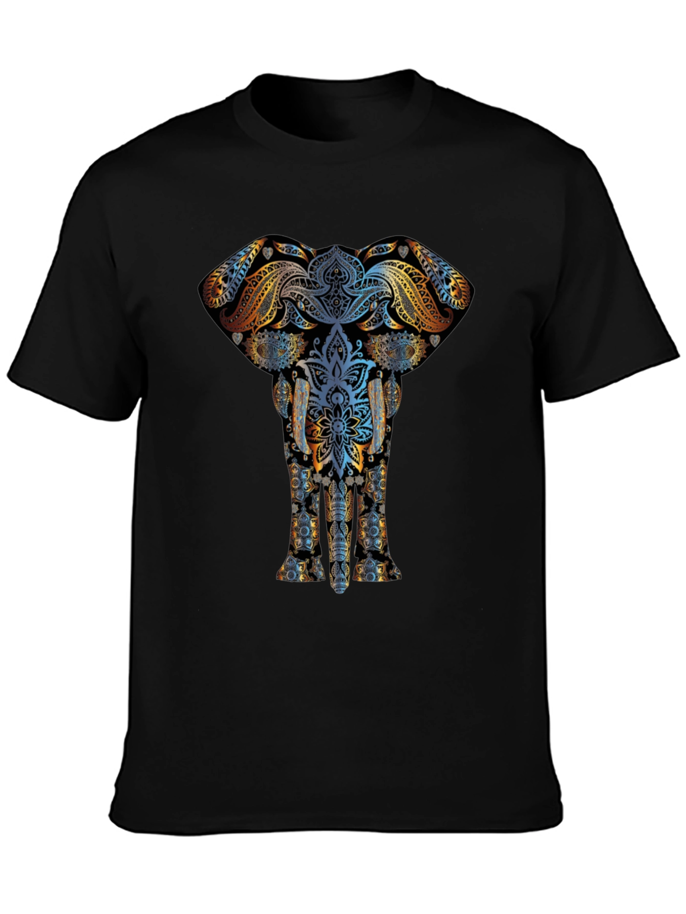 Elephant Mandala Graphic Tee - Unisex Black T-Shirt