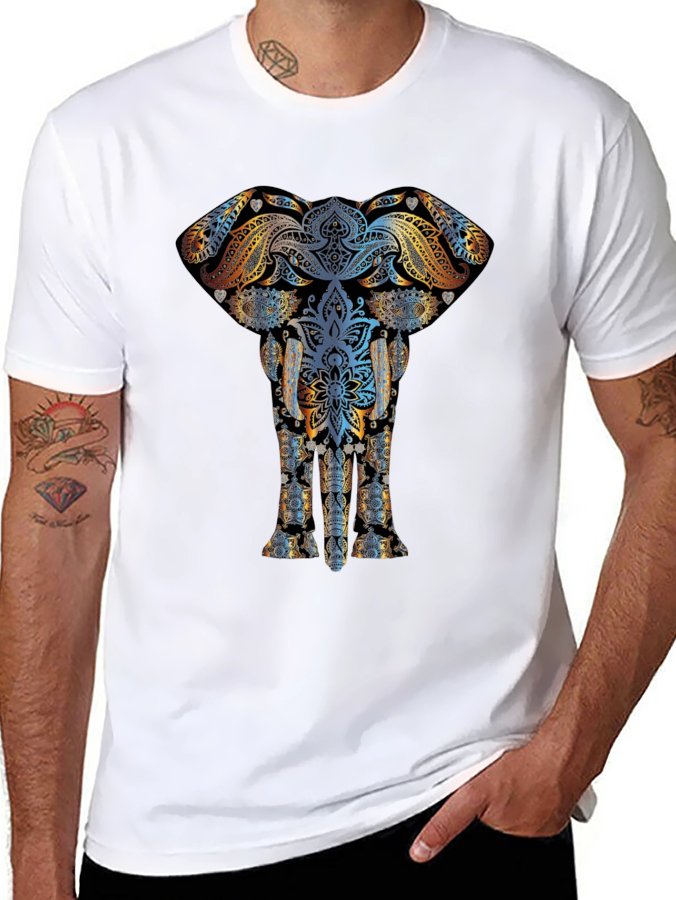 Elephant Mandala Graphic Tee - Unisex Black T-Shirt