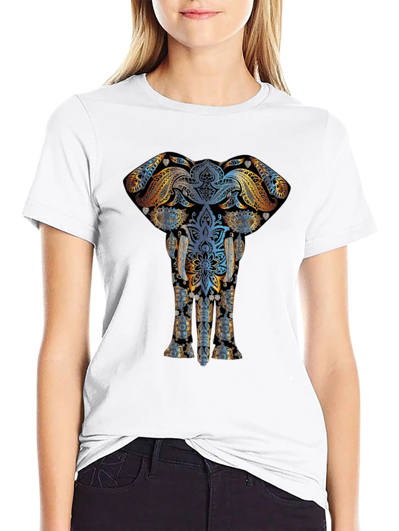 Elephant Mandala Graphic Tee - Unisex Black T-Shirt
