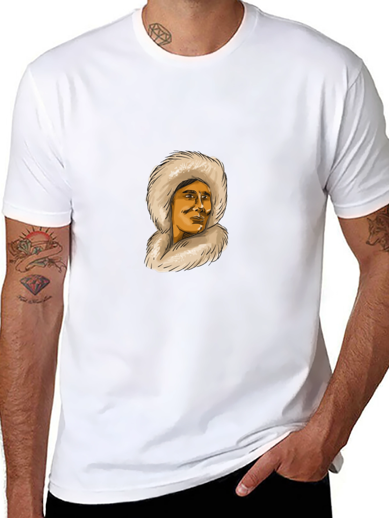 Eskimo Fur Hood Graphic T-Shirt