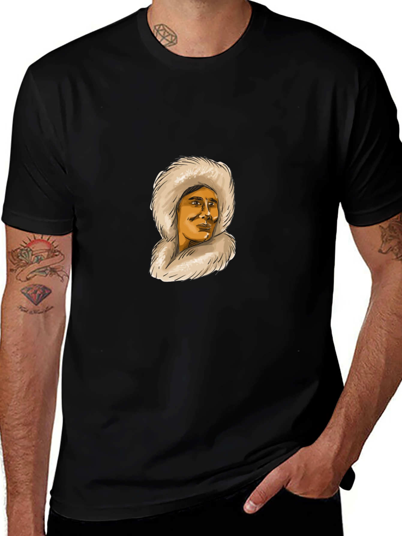 Eskimo Fur Hood Graphic T-Shirt