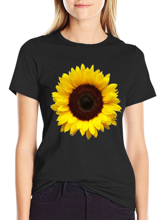 Sunflower Graphic Print Black T-Shirt