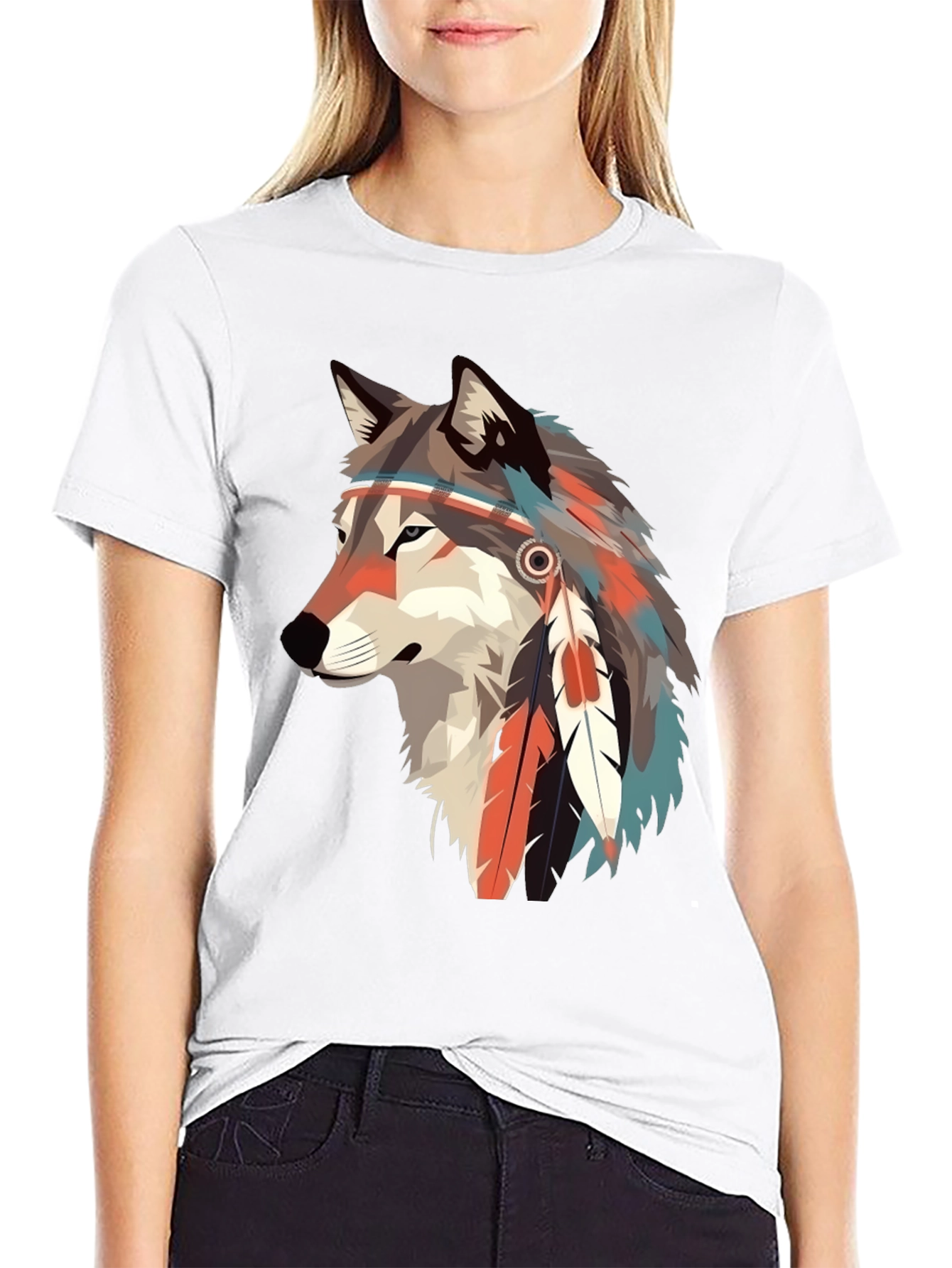 Wolf Headdress Graphic Tee - Stylish & Unique