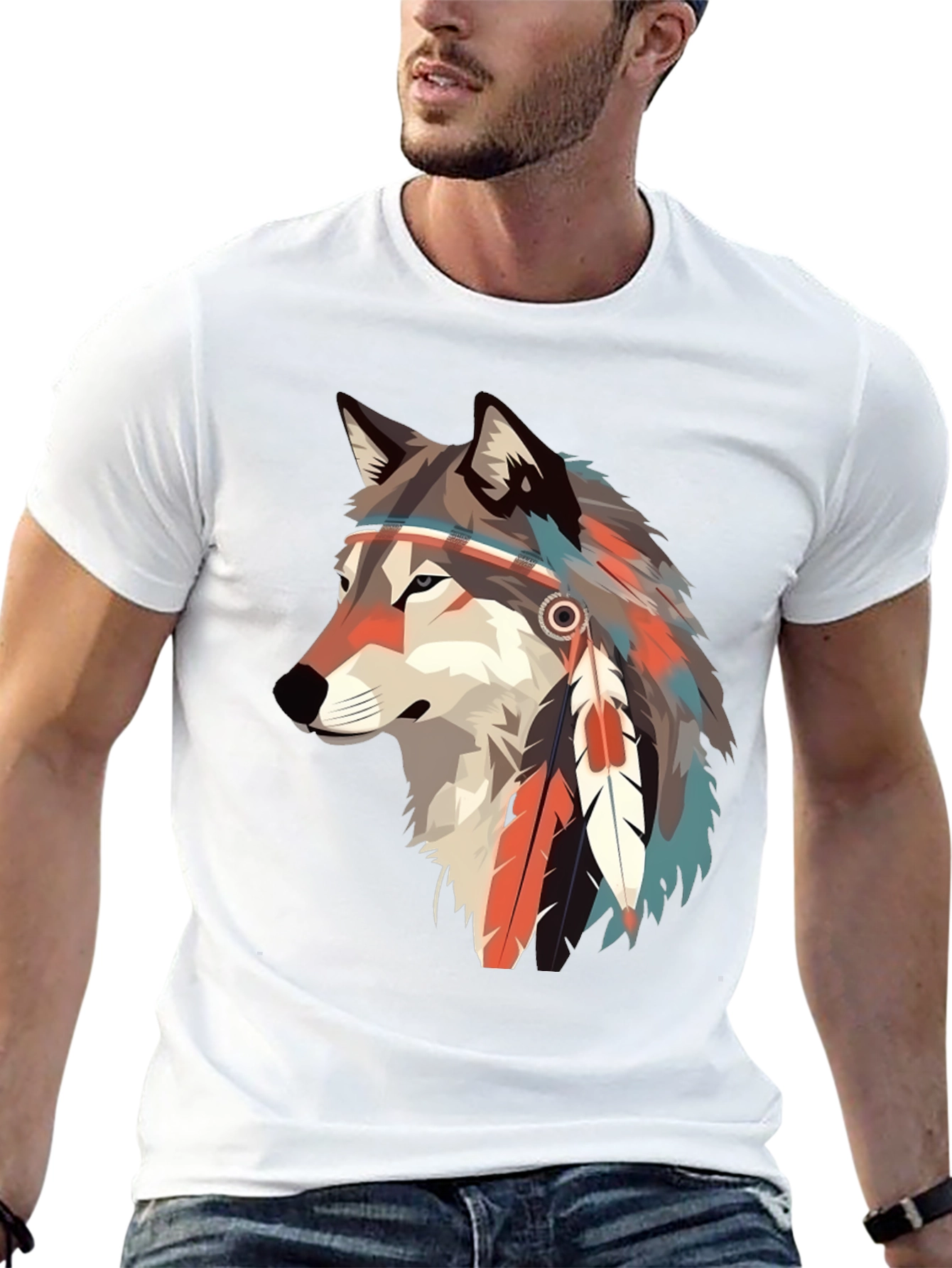 Wolf Headdress Graphic Tee - Stylish & Unique