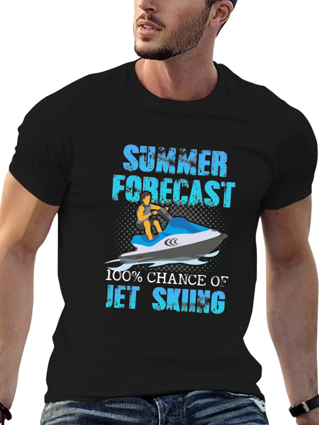 Summer Forecast Jet Skiing Graphic T-Shirt