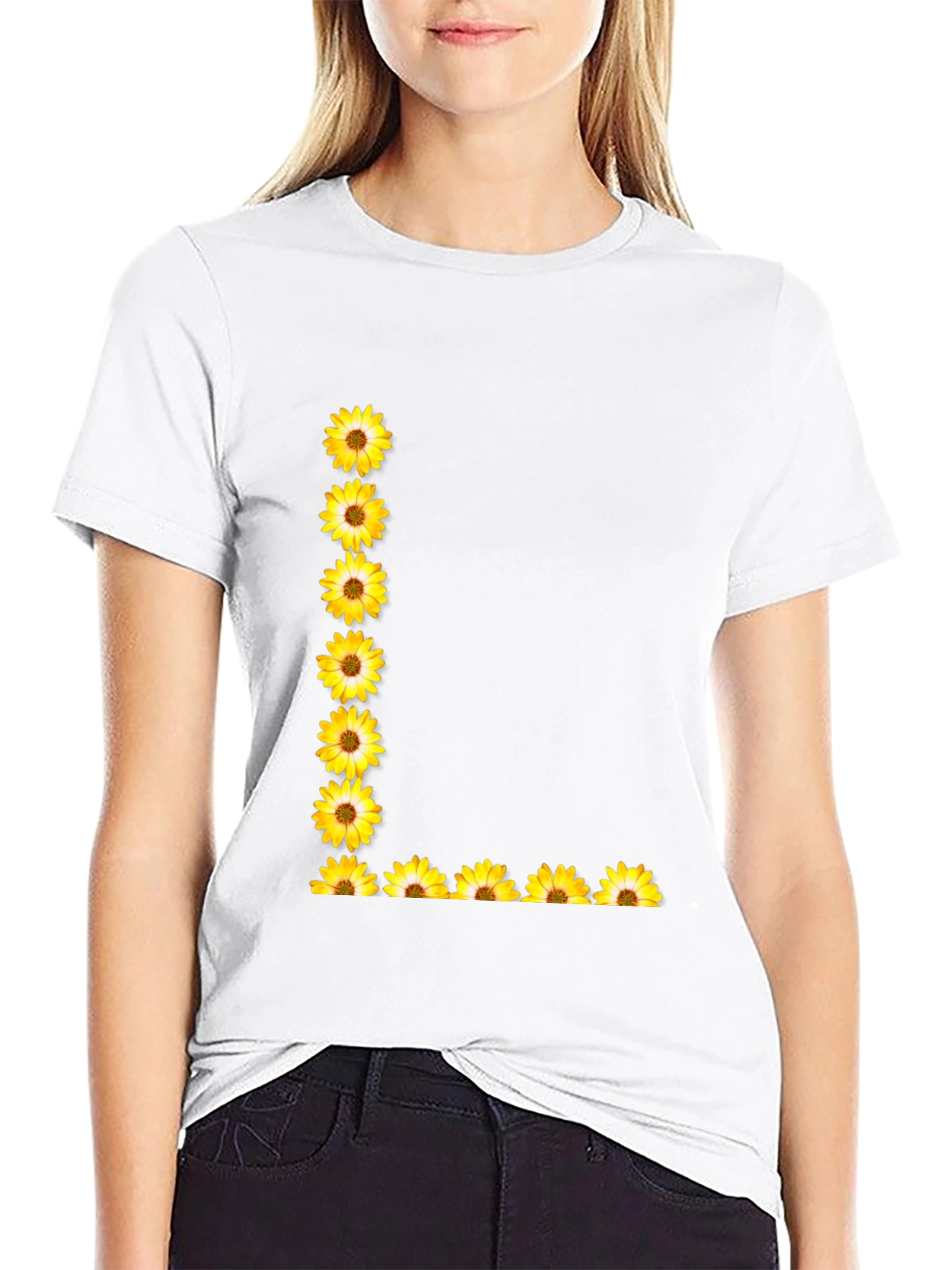 Floral L Black T-Shirt