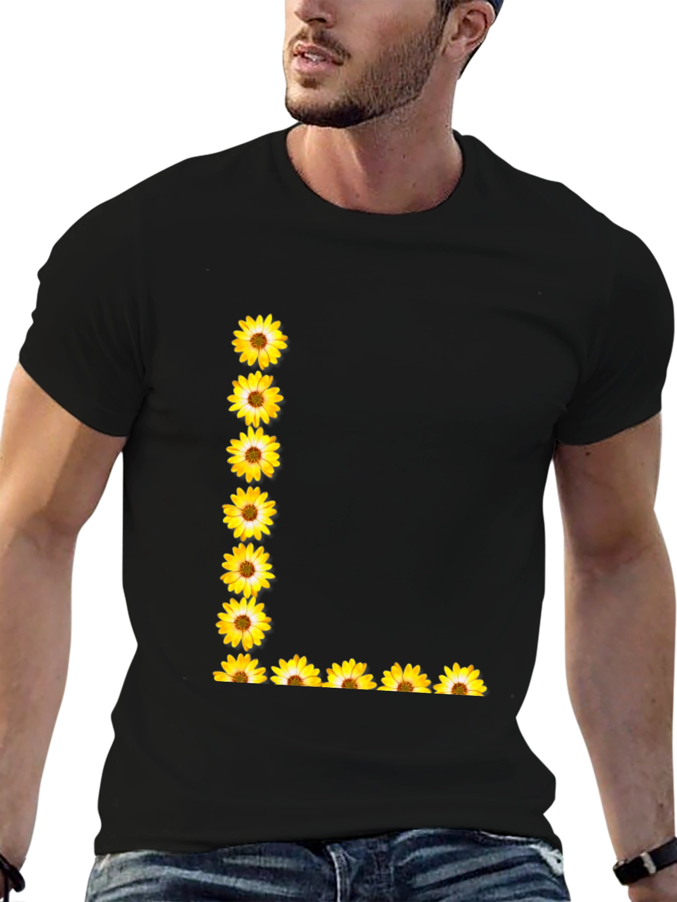 Floral L Black T-Shirt