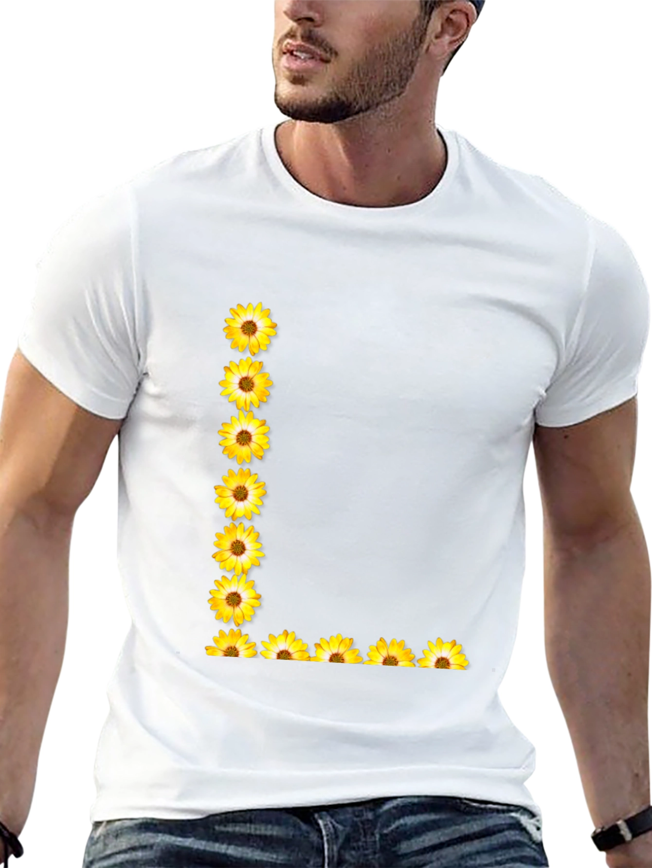 Floral L Black T-Shirt