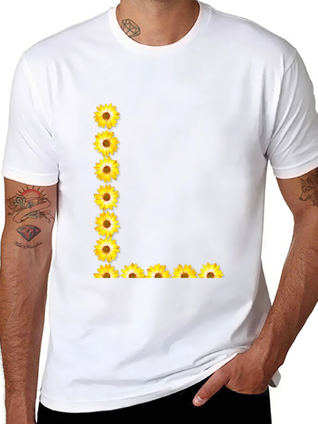 Floral L Black T-Shirt
