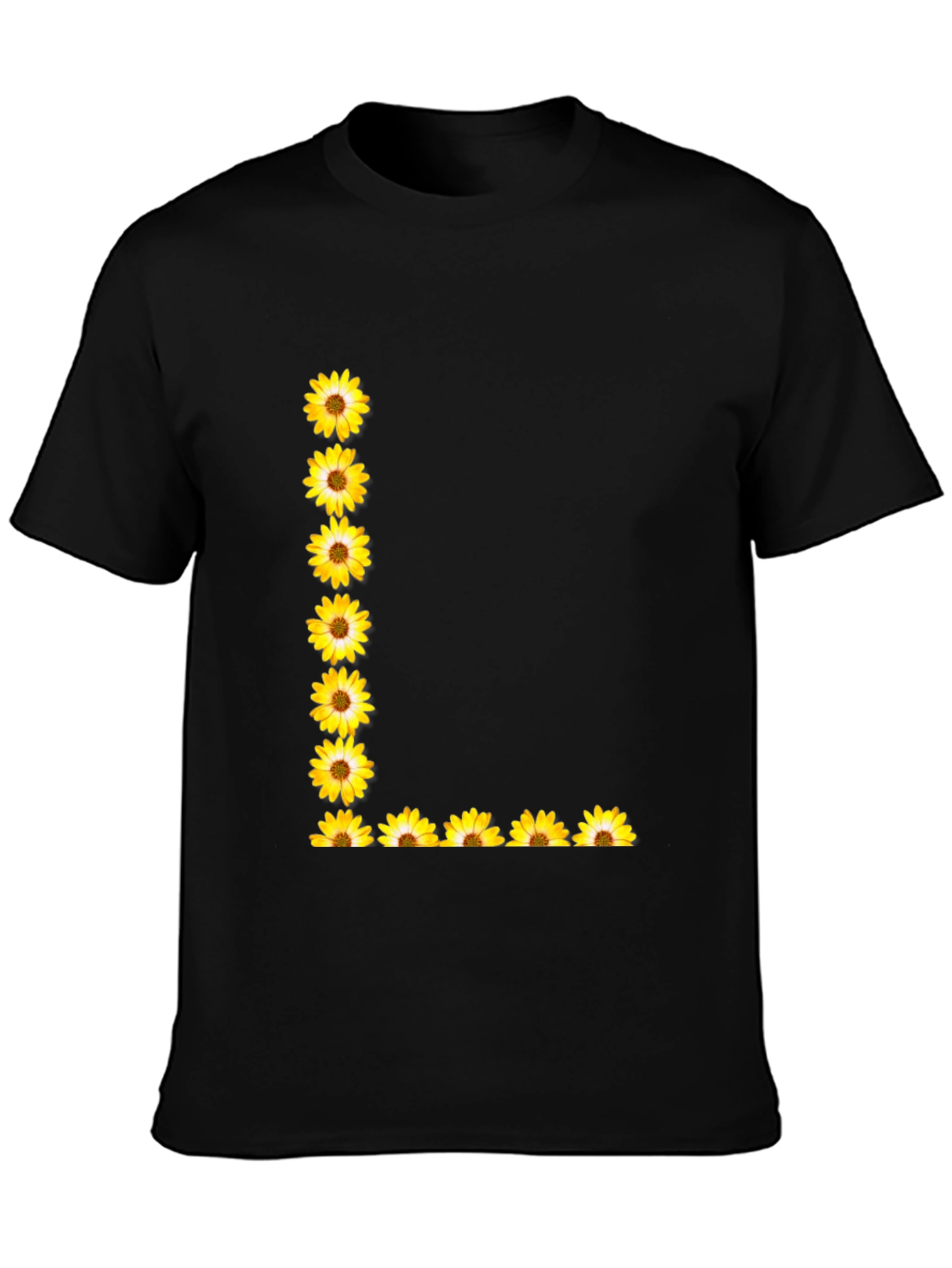 Floral L Black T-Shirt