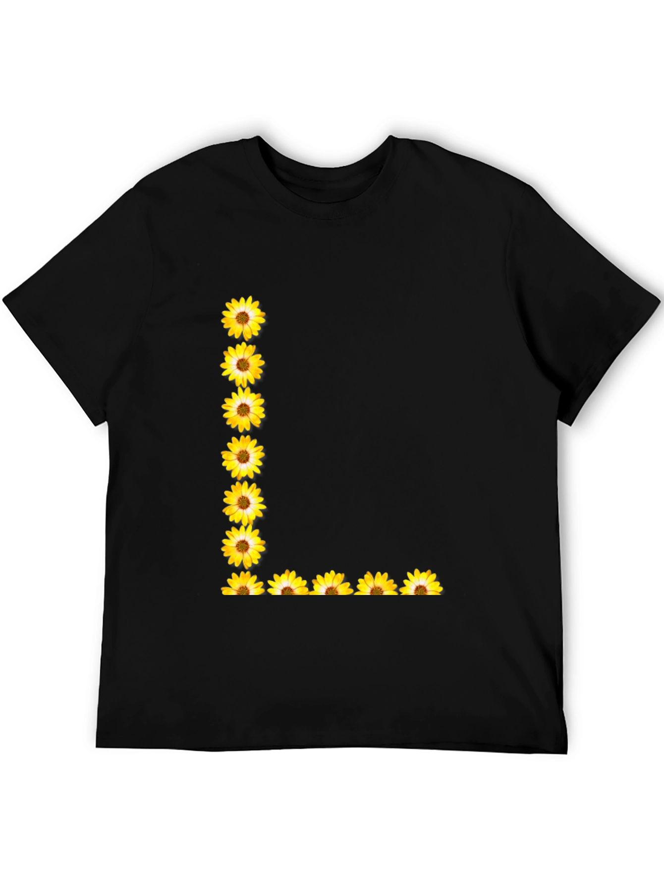 Floral L Black T-Shirt