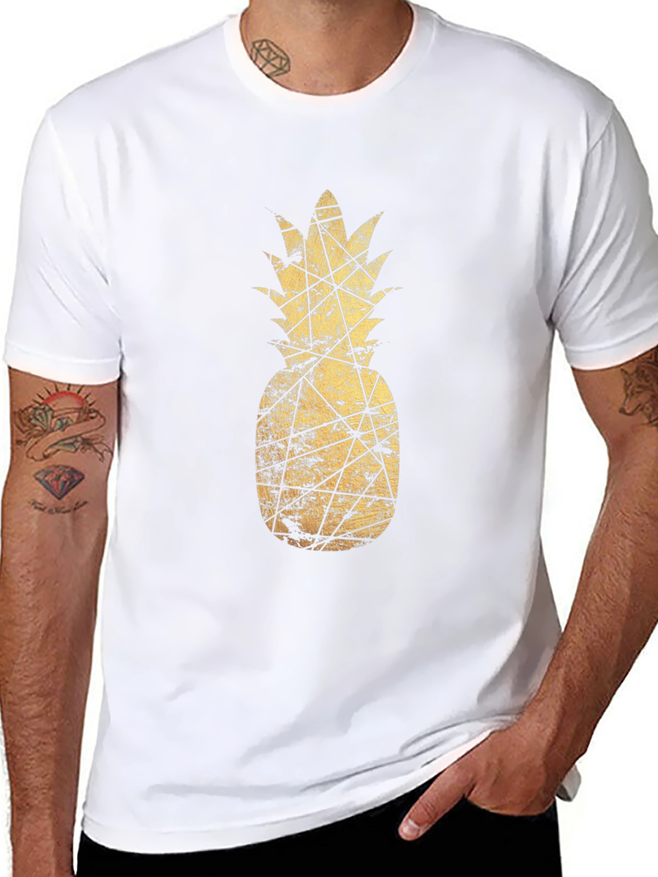 Golden Pineapple Graphic Tee - Stylish & Unique