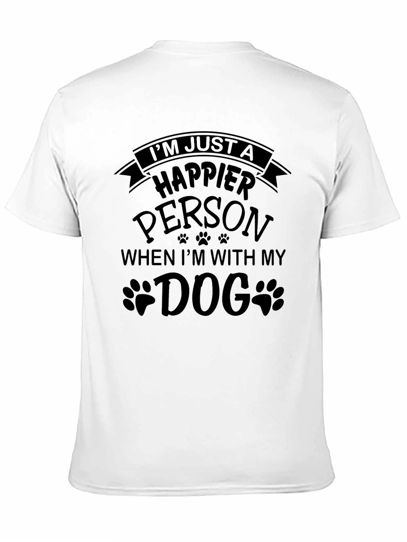 Happier Person Dog Graphic Tee - Black Casual Top