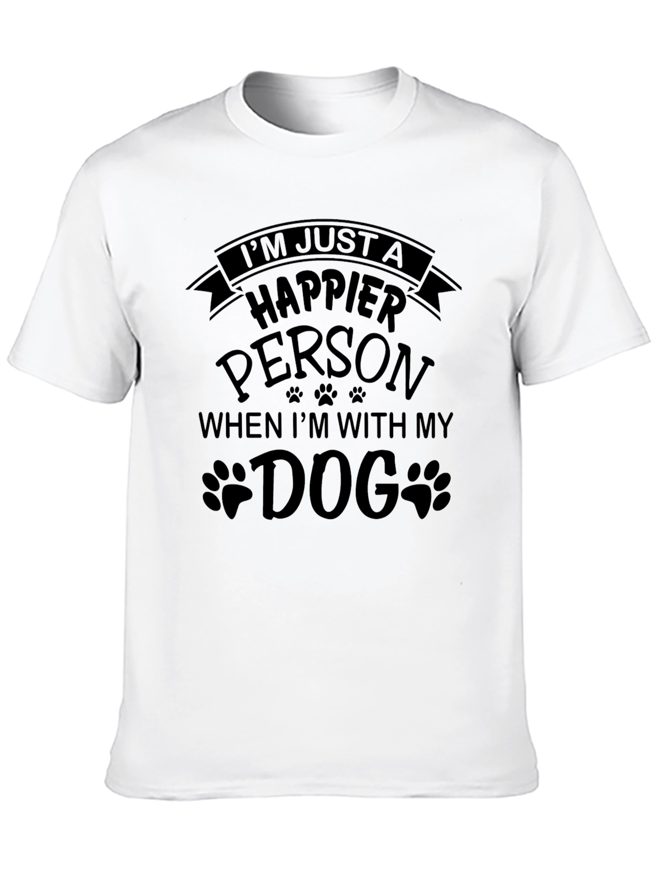 Happier Person Dog Graphic Tee - Black Casual Top