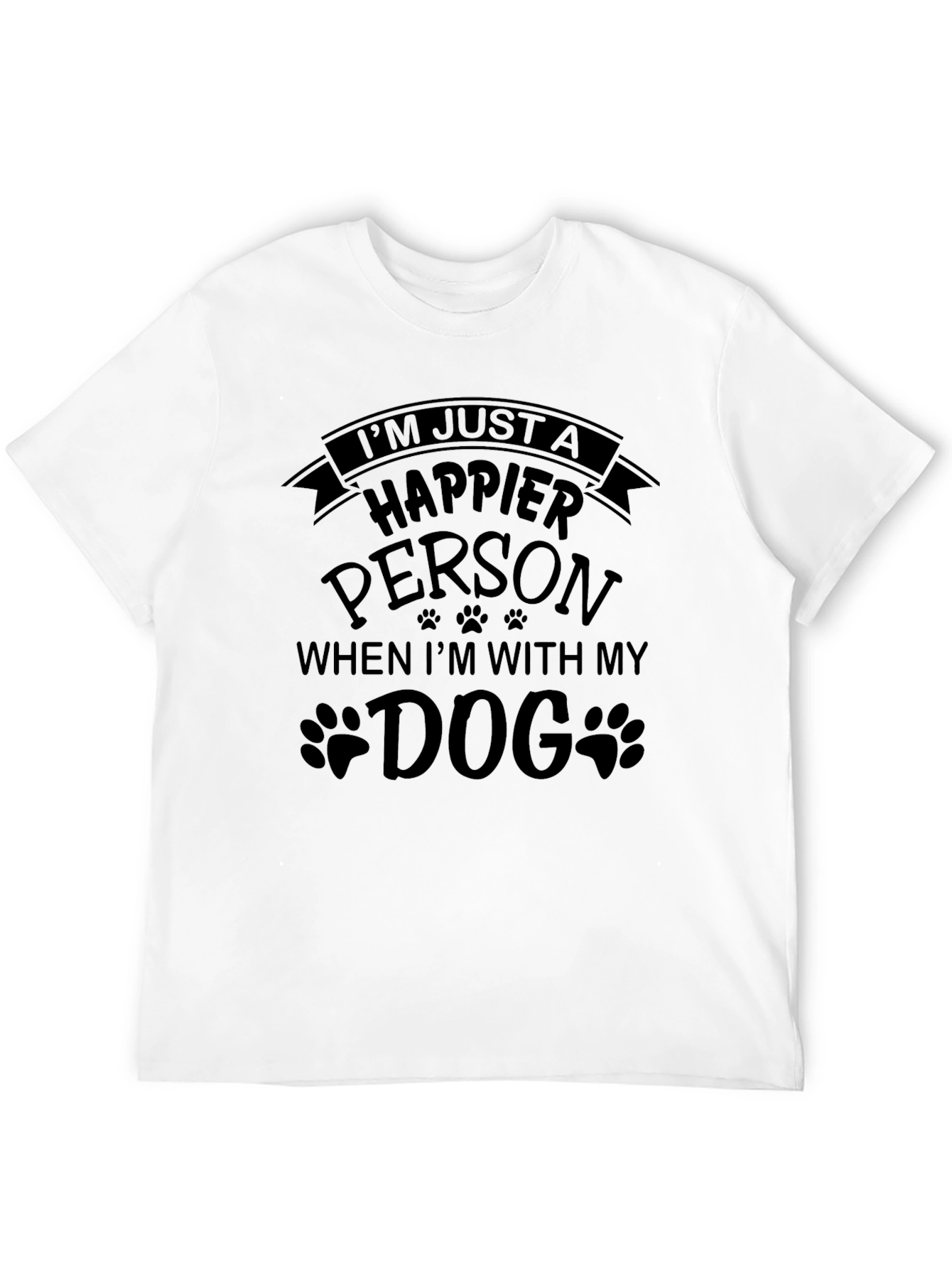 Happier Person Dog Graphic Tee - Black Casual Top