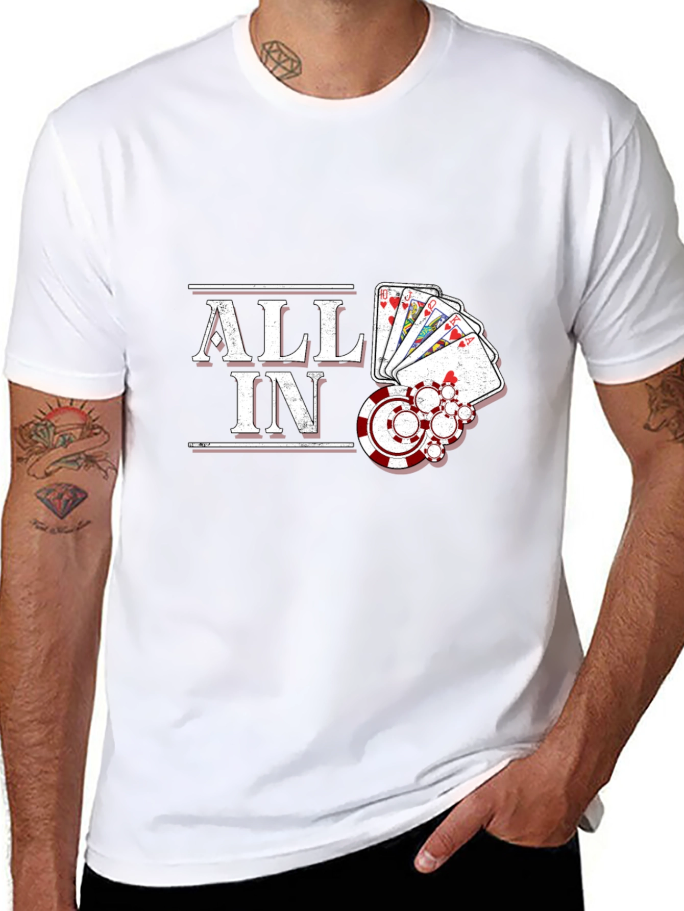 All In Poker Graphic Tee - Lucky Hand T-Shirt