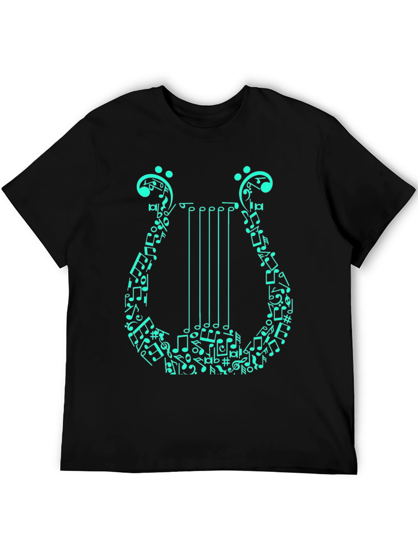 Musical Harp Graphic T-Shirt - Black Cotton Tee