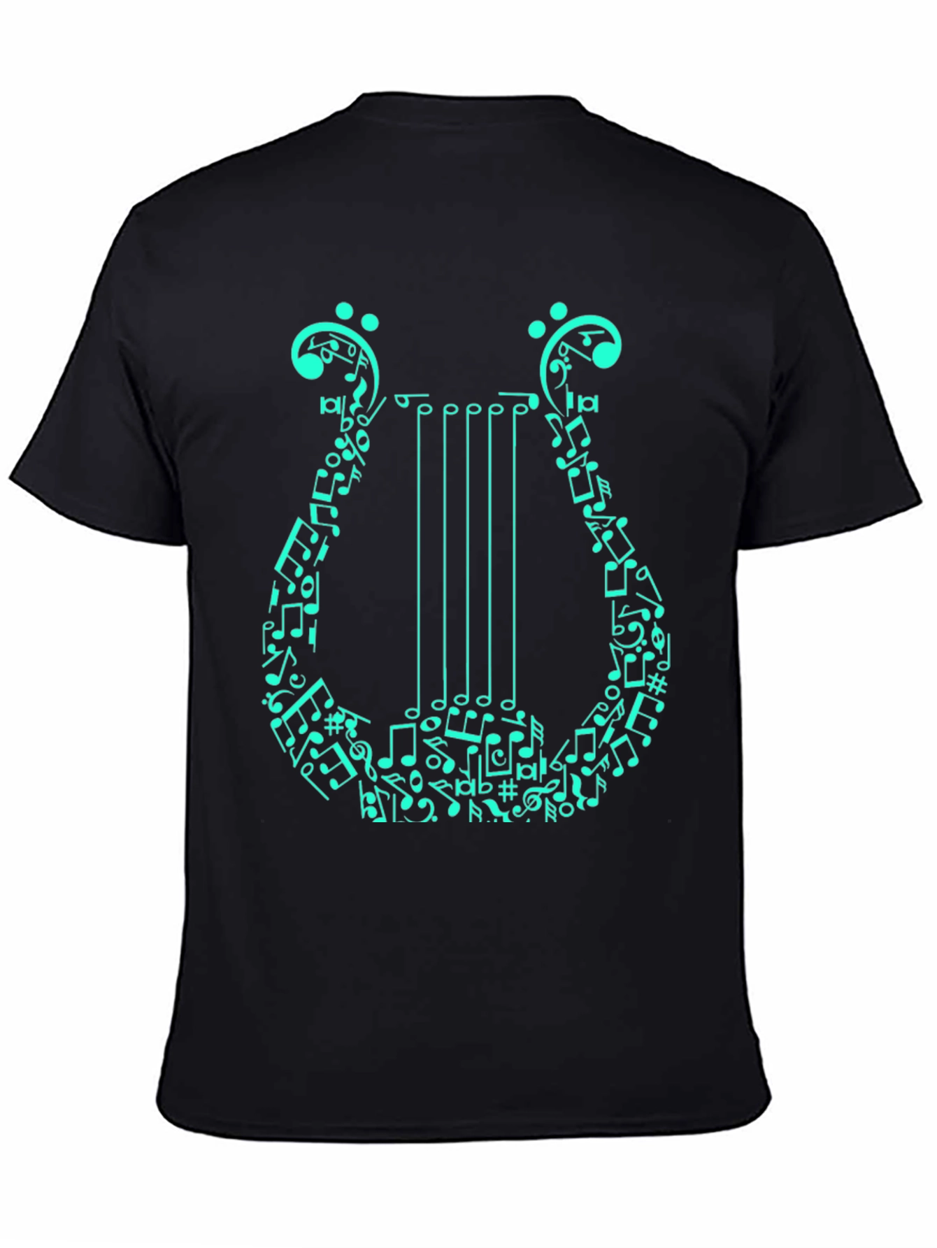 Musical Harp Graphic T-Shirt - Black Cotton Tee