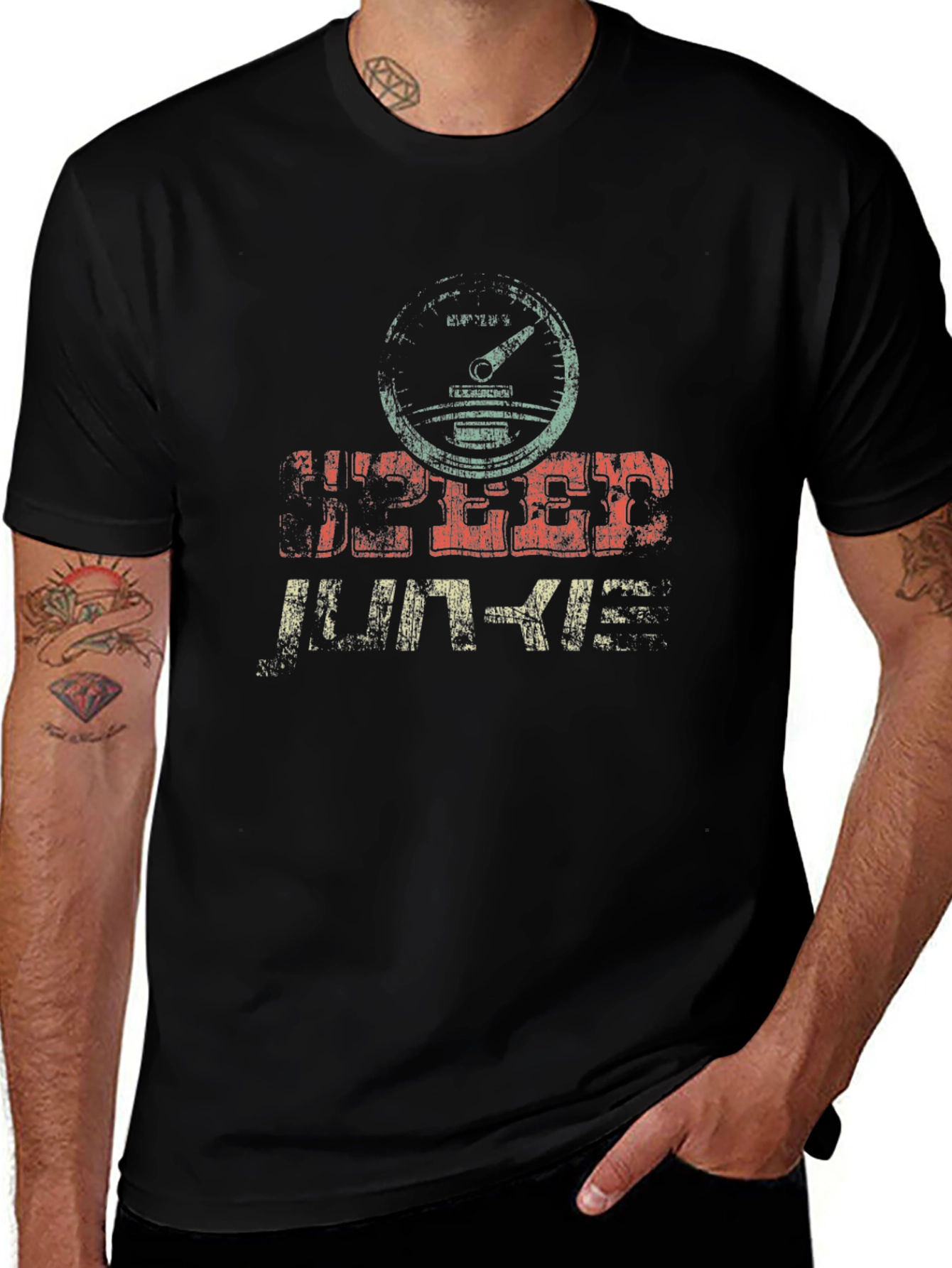 Speed Junkie Graphic T-Shirt - Distressed Design