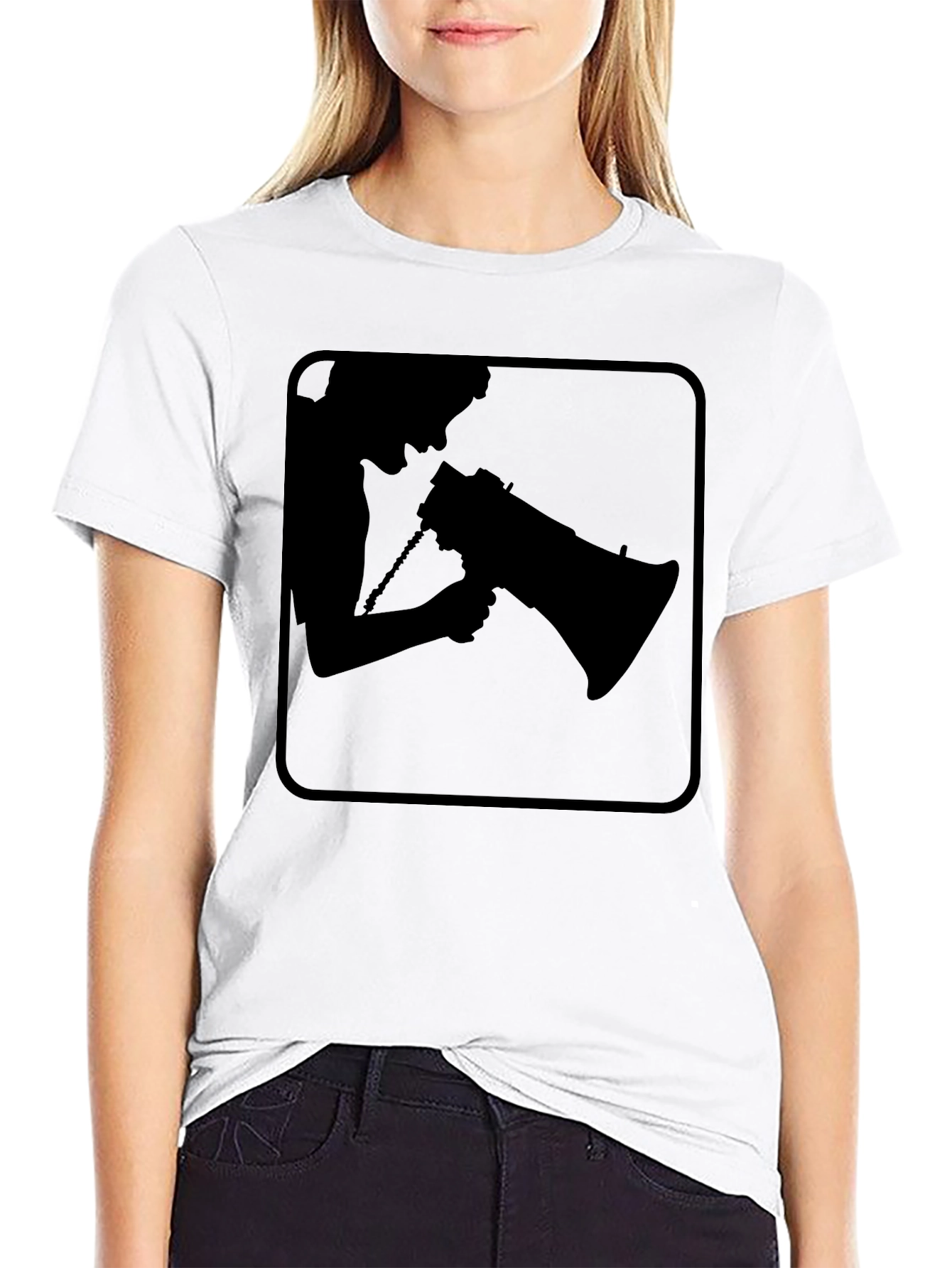 Silhouette Megaphone T-Shirt - Black