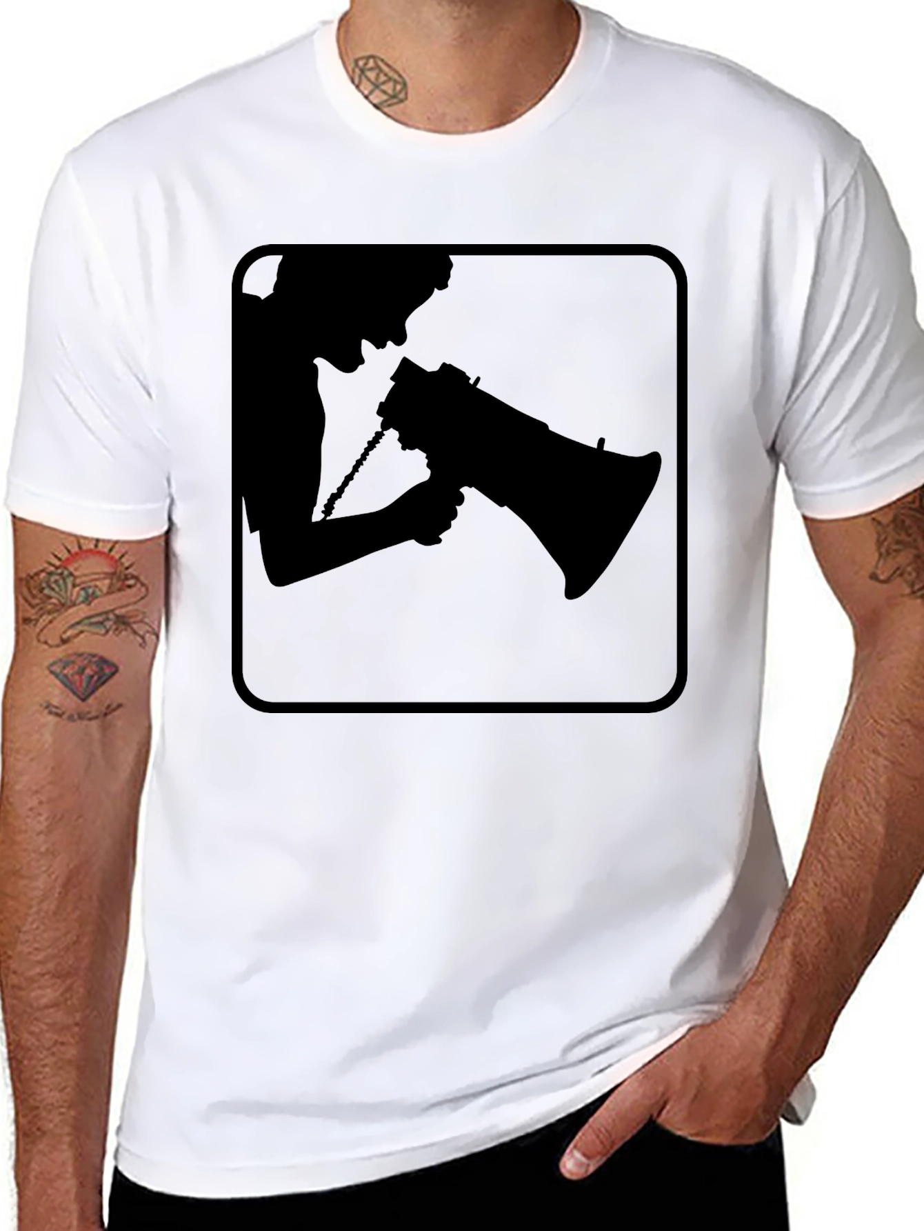 Silhouette Megaphone T-Shirt - Black