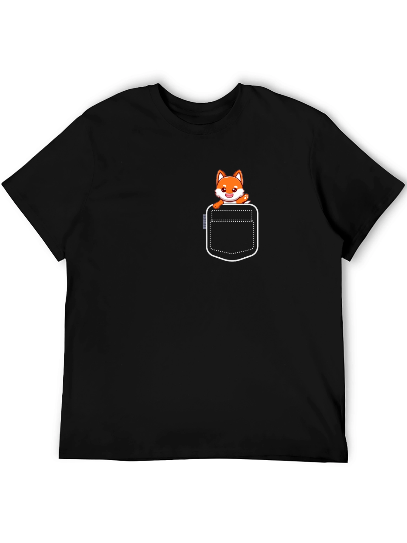 Cute Fox Pocket T-Shirt - Unisex Black Tee