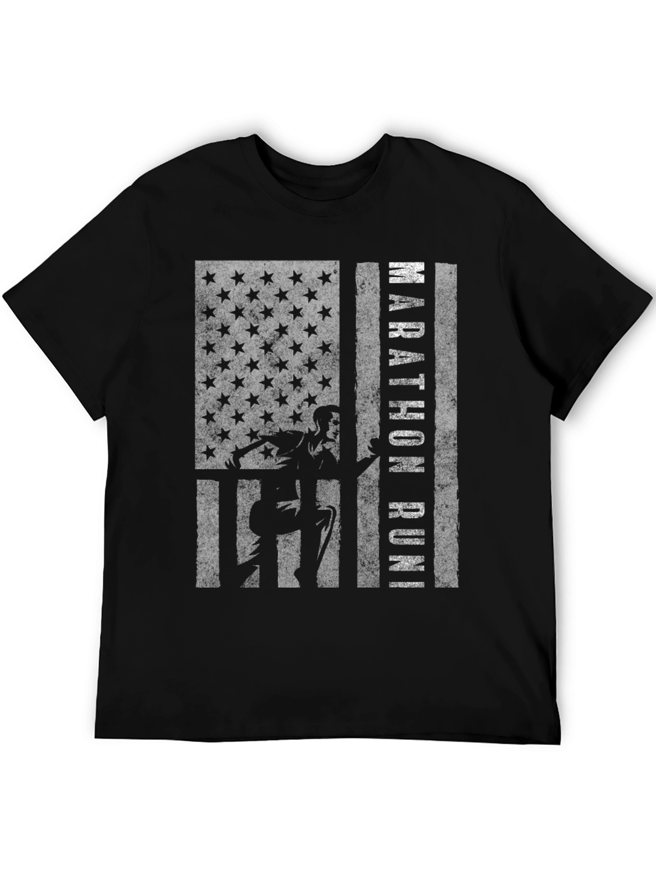 Marathon Run American Flag Graphic T-Shirt