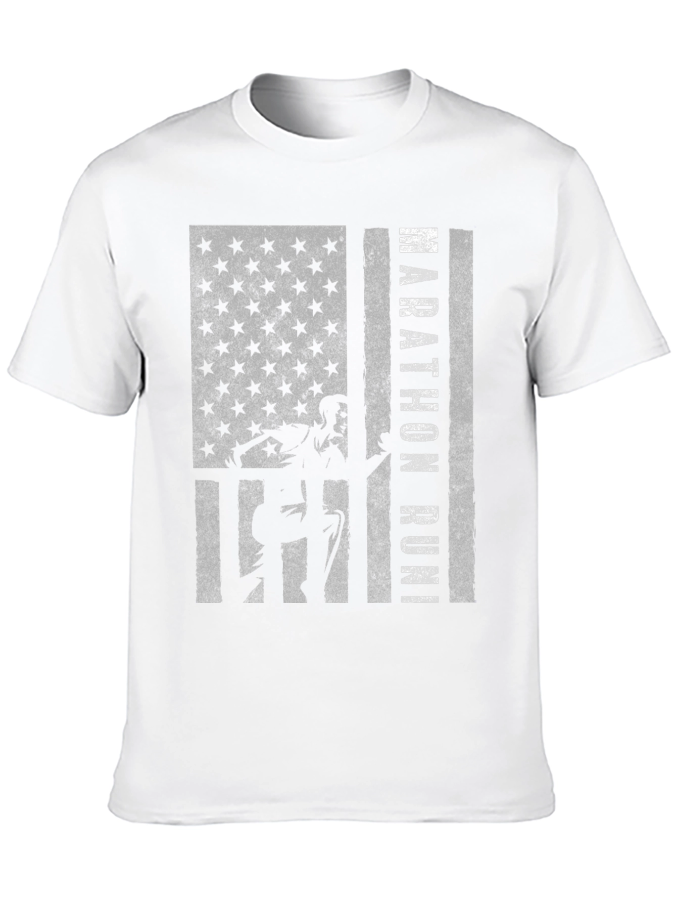Marathon Run American Flag Graphic T-Shirt